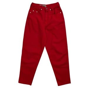 100% Cotton Vintage 90s Tapered Leg Baggy Jeans Womens size 7 Red USA